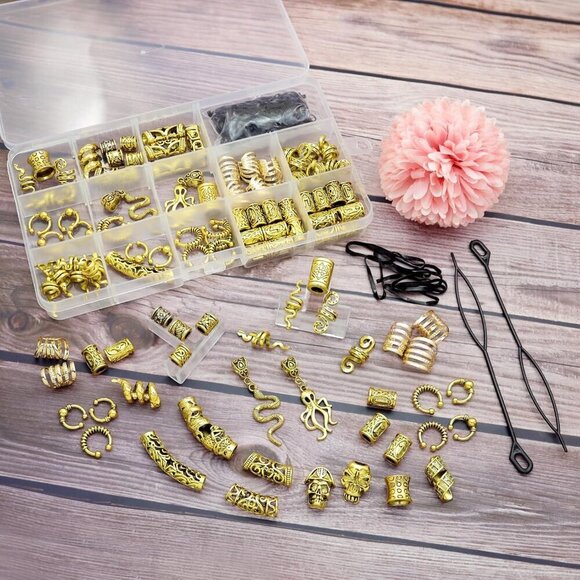 207 Pcs Viking Hair Clips Beads Jewelry Accessories Kit for Men Women main image 4